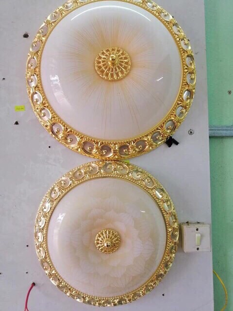 Đèn Ốp Trần Pha Lê Viền Đồng - 3 Chế Độ Ánh Sáng