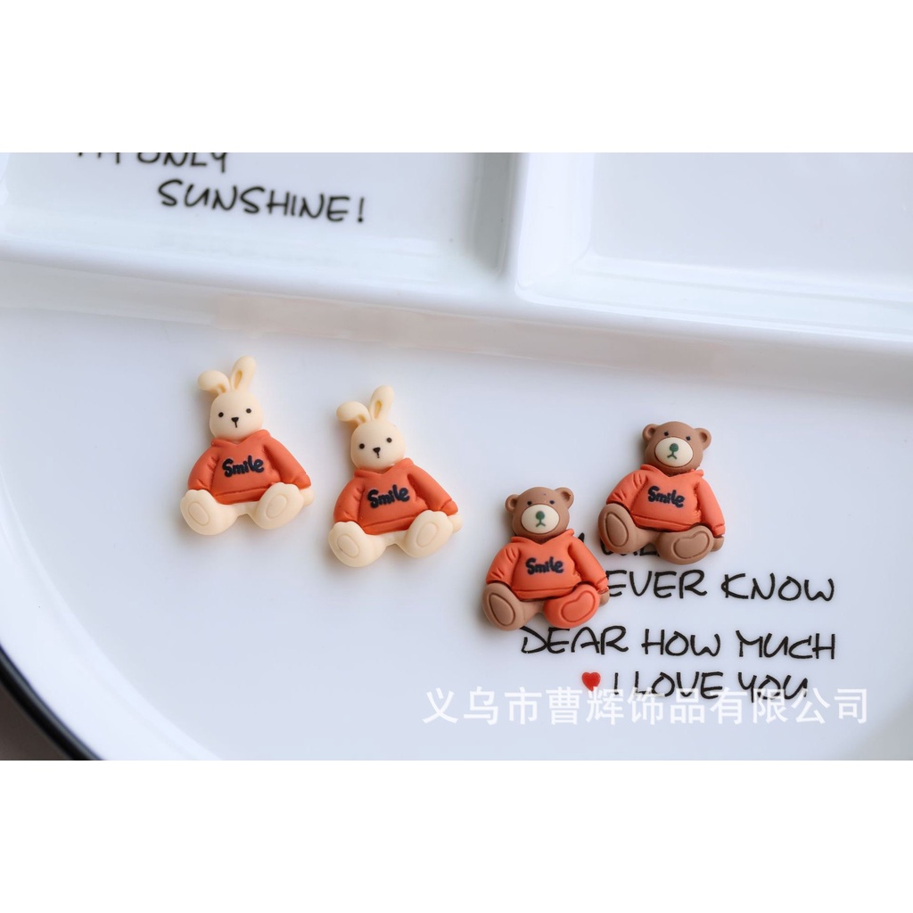 Charm (C125) slime/ Dụng Cụ Charm Trang Trí [Ko Keo &amp; Nút] Hình Gấu &amp; Thỏ 3D