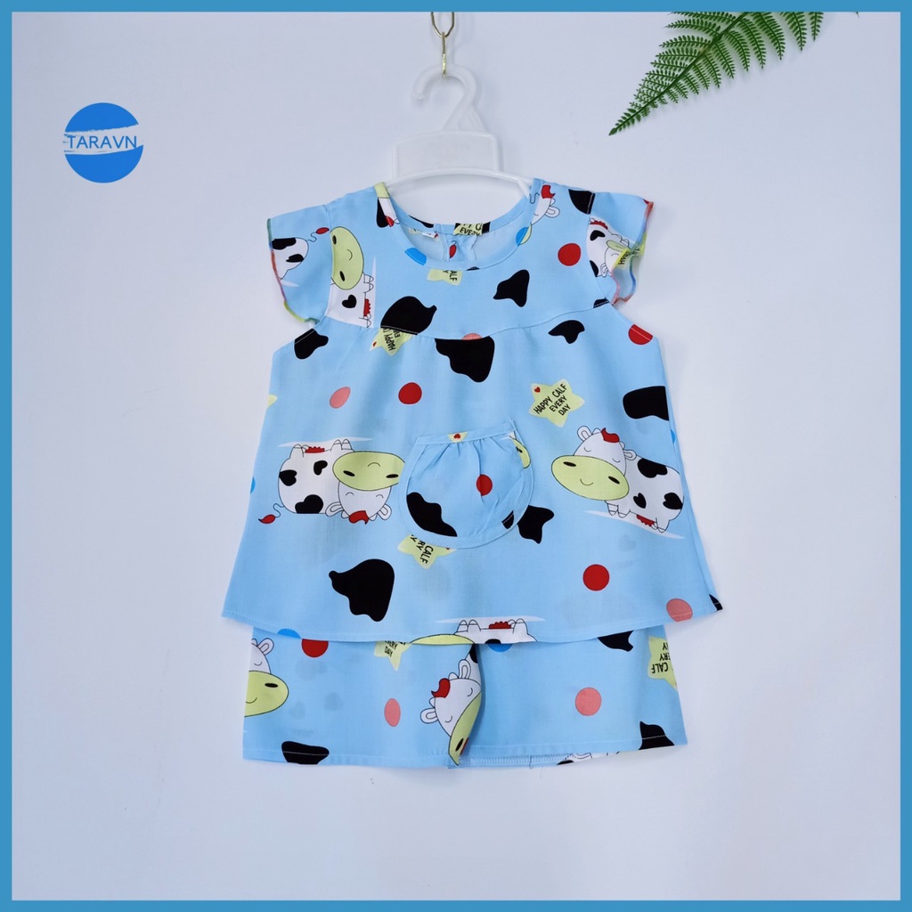 Bộ lanh bé gái quần đùi Taravn 8-26kg, đồ bộ tole 2 da loại 1 mịn mát, đường may kỹ mặc nhà siêu mát, siêu xinh