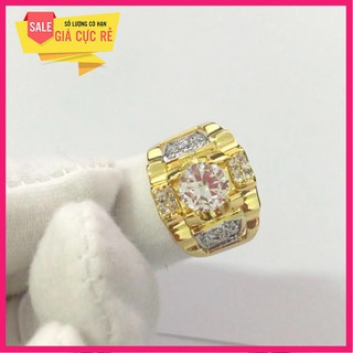 Nhẫn bạc Thái Mạ vàng 24k đính đá trắng cao cấp