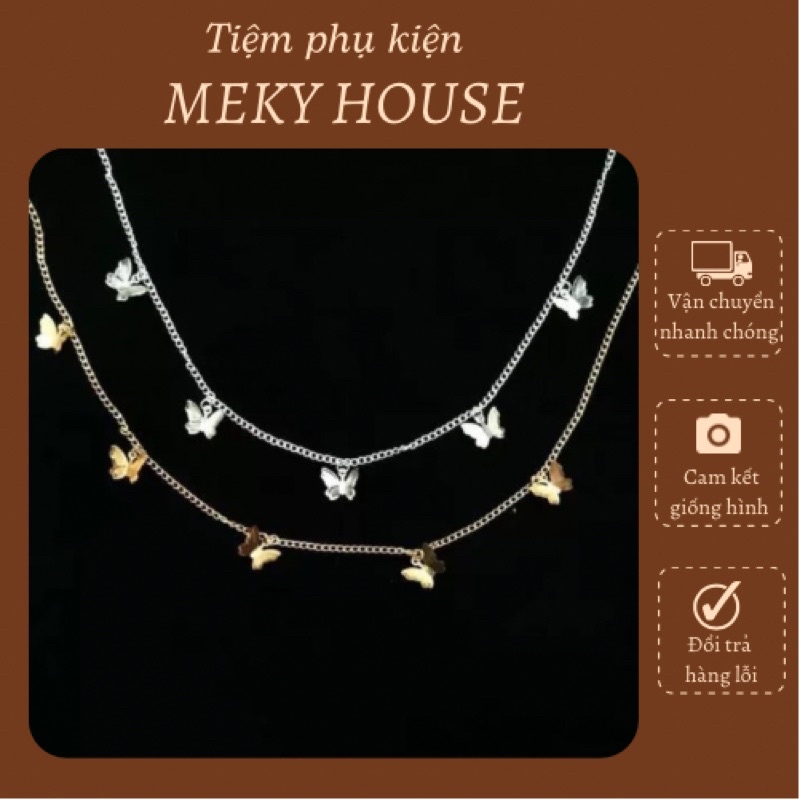 Vòng cổ nữ chocker mắt xích đính mặt hình cánh bướm