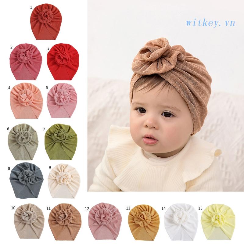 Mũ Turban Thắt Nút Hoa Thoáng Khí Thân Thiện Với Làn Da Dễ Thương Cho Bé Gái