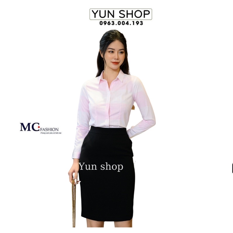 Áo Sơ Mi- Áo nữ Công Sở Dài Tay, Hoạ Tiết Kẻ To Chất Liệu Lụa Tằm Cao Cấp Lên Phom Dáng Đẹp, Chuẩn Hãng MC Fashion
