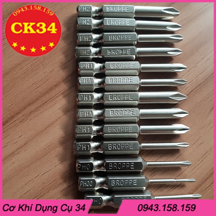 Mũi tô vít 4 cạnh có nam châm. Mũi tô vít 4 cạnh chuôi lục giác dài 50mm cho khoan pin, điện hãng PROPPE cao cấp