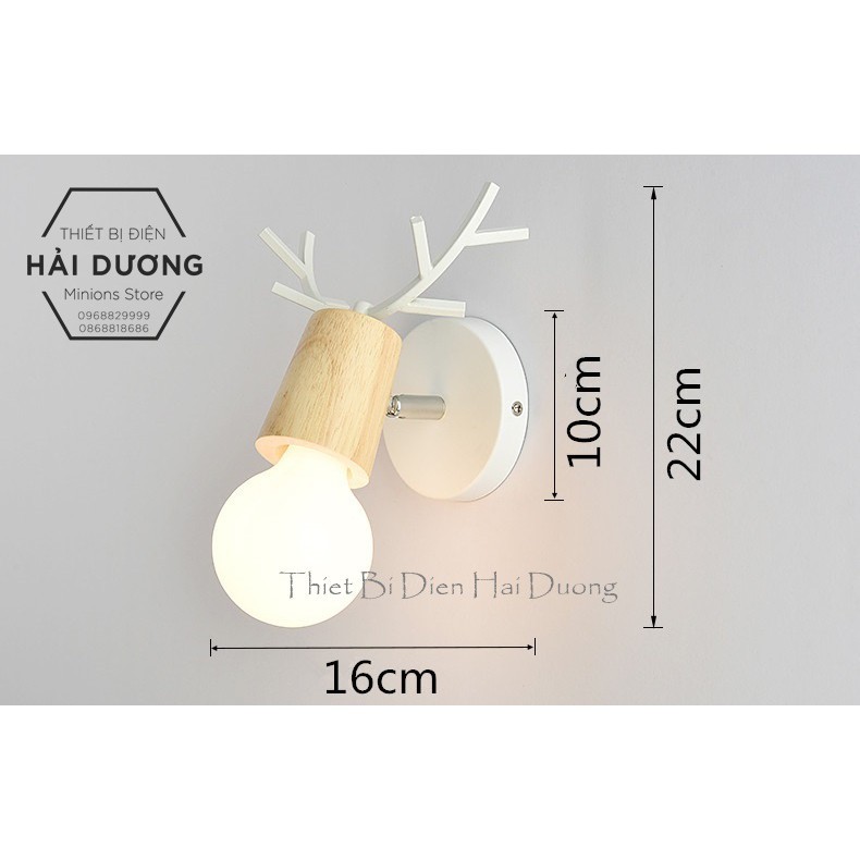 Đèn trang trí gắn tường hình đầu hươu TN101 (kèm bóng led G40 3 chế độ sáng Trắng Vàng Trung Tính) - EnergyGreenLighting