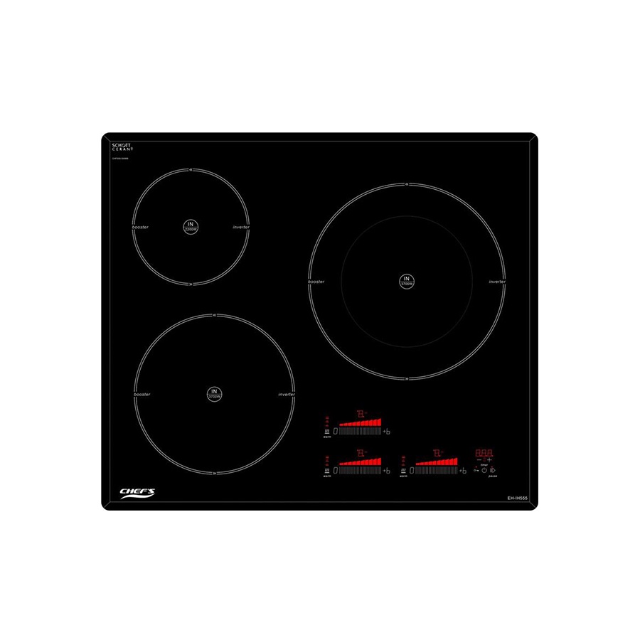 Bếp Từ Ba CHEFS EH-IH555 - 720x430mm, Đen, 6800W, 3 Vùng Nấu, Made in Germany