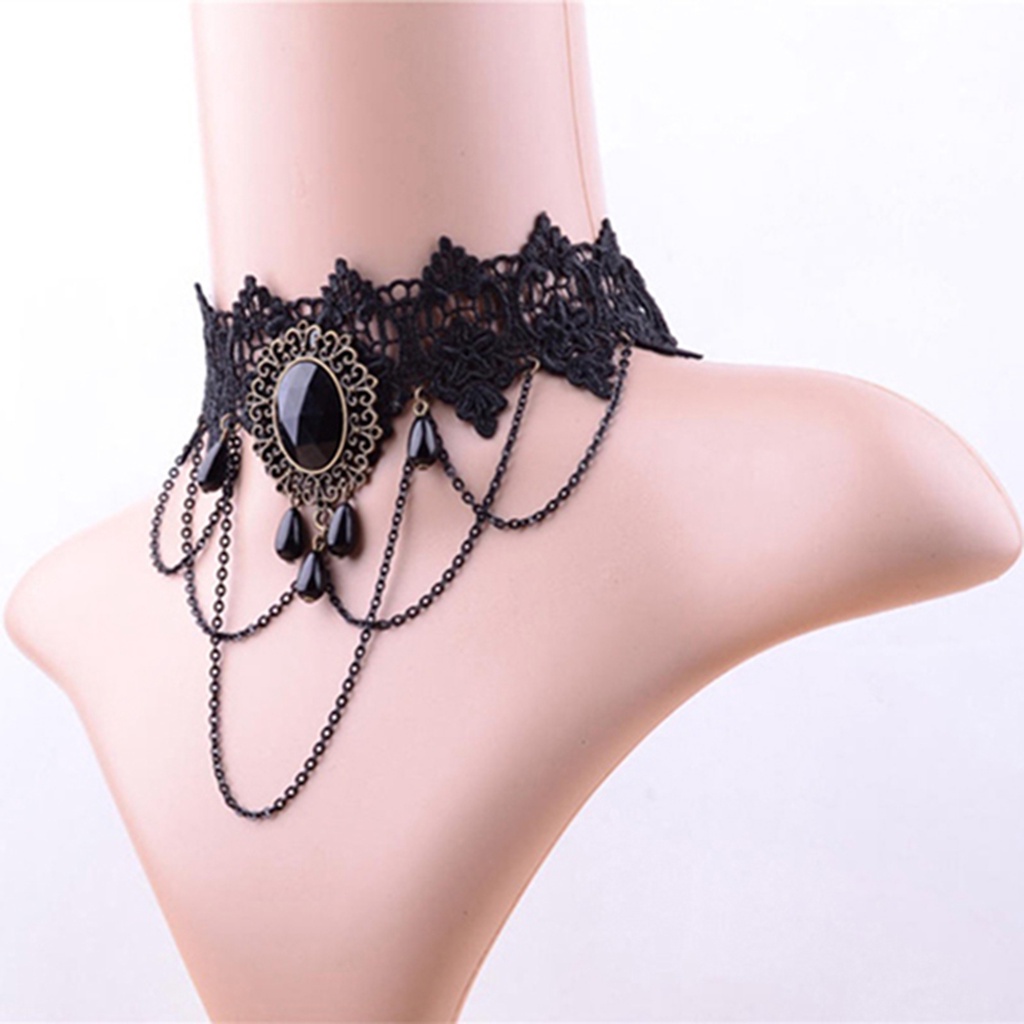 Vòng cổ ren đính đá nhân tạo thời trang dành cho nữ