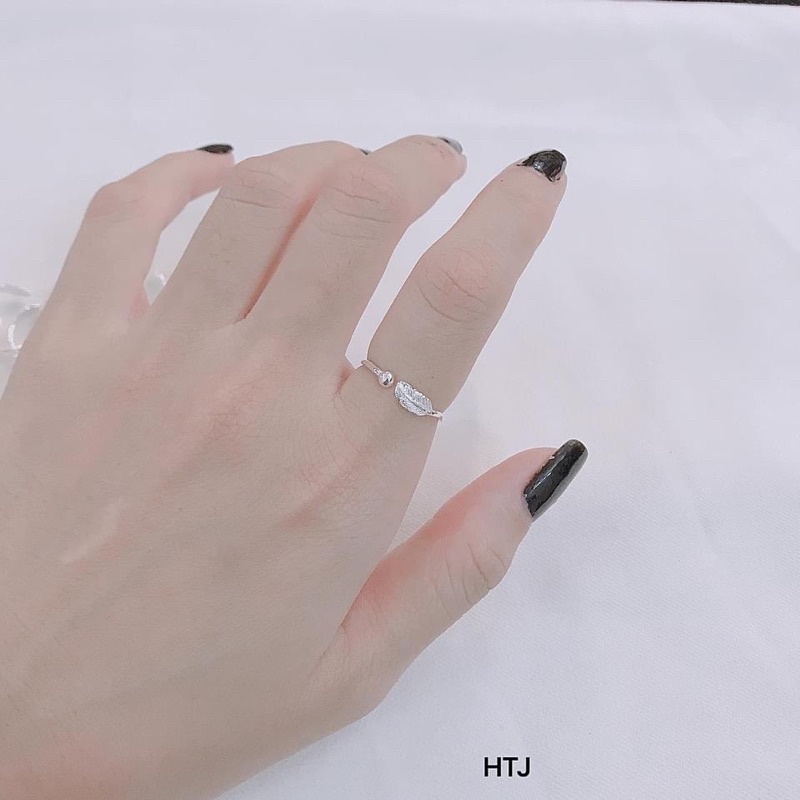 Nhẫn bạc nữ,nhẫn lông vũ thiết kế nhẹ nhàng xinh xắn, free size cho các nàng-Bạc Ngọc Anh