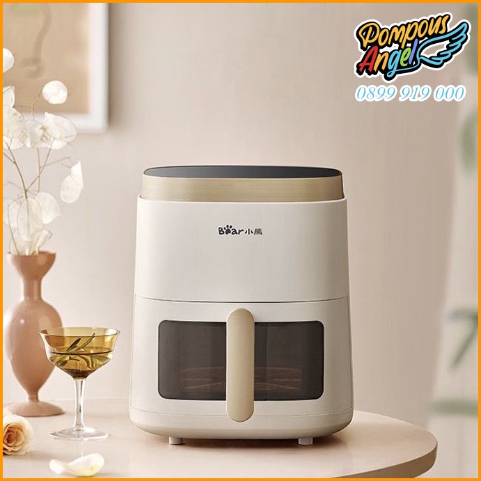 Nồi chiên không dầu mặt kính dung tích 5L BEAR QZG- F15E3 1500W màu trắng bảo hành 12 tháng