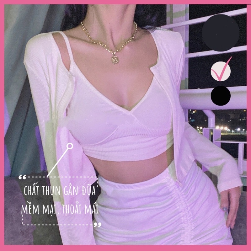 SET ÁO CROPTOP 2 DÂY KÈM CARDIGAN