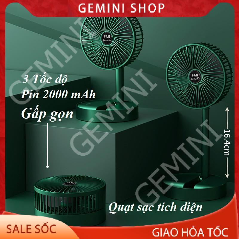 Quạt sạc tích điện mini gấp gọn FS002 mini cầm tay để bàn siêu mát pin dùng 8h 3 cấp độ gió GEMINI SHOP