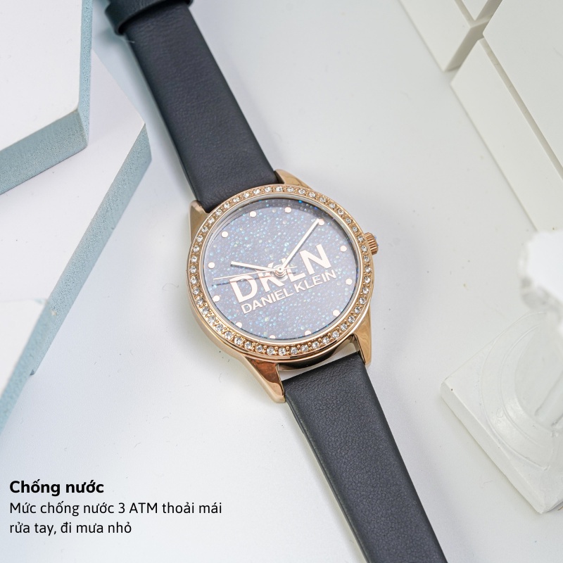 Đồng hồ nữ Daniel Klein Watch DK.1.12562 mặt nhỏ đính đá, kính cứng chống xước, chống nước, dây thép đeo tay cao cấp