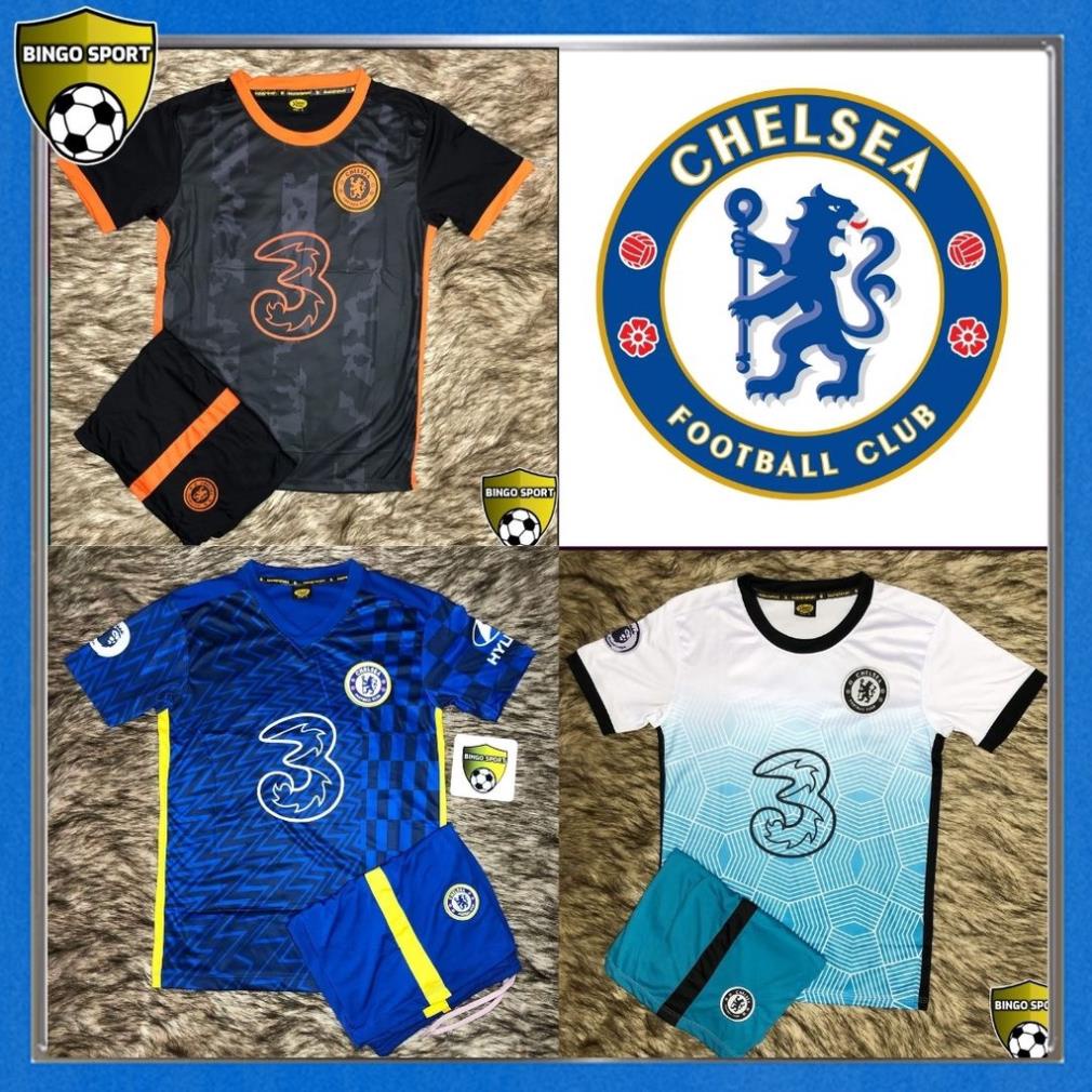 Quần Áo Bóng Đá Thun Lạnh Logo Thêu Nổi Cao Cấp CLB CHELSEA Mới 21/22 BINGO SPORT ⚡