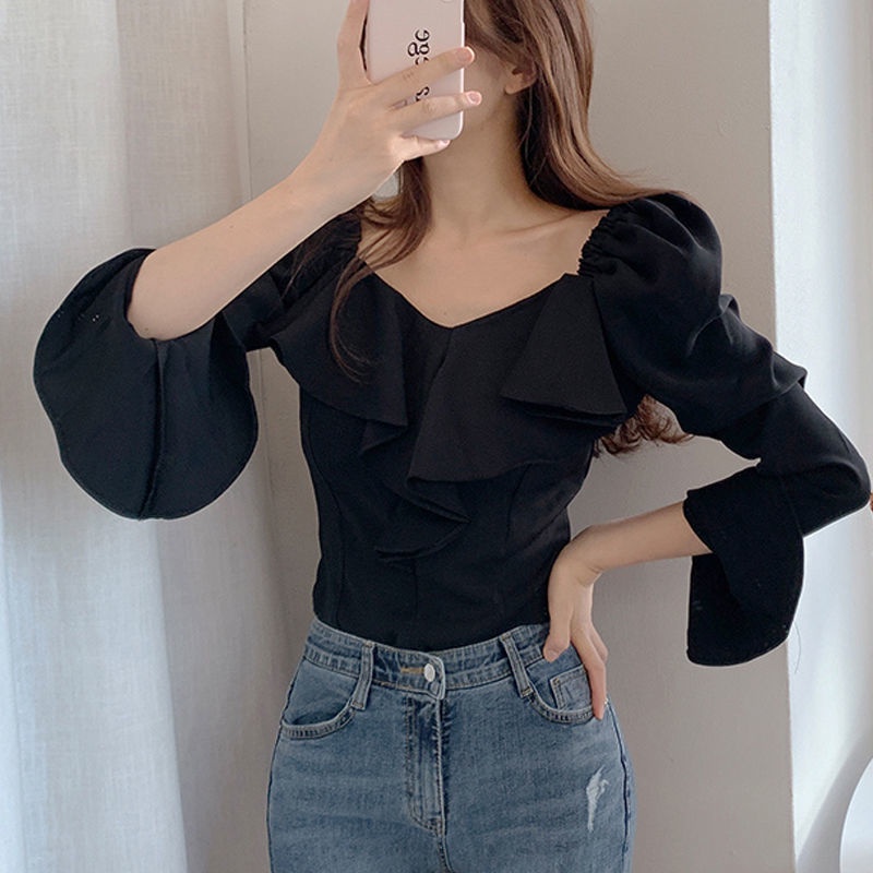 Áo Sơ Mi Dài Tay Cổ Chữ V Màu Sắc Thời Trang Dành Cho Nữ