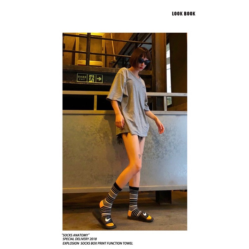 Vớ Tất Unisex Sọc Cá Tính Cotton Kháng Khuẩn Freesize Nam Nữ Hàng Loaij1 Bao Đổi Trả