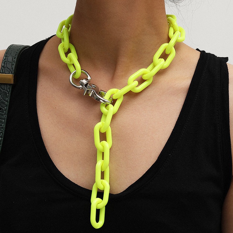 Vòng cổ dạng chuỗi dây xích chất liệu acrylic phong cách punk rock thời trang cá tính cho nữ