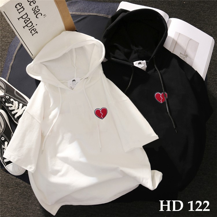 Áo Hoodie tay lỡ 💖𝑭𝑹𝑬𝑬𝑺𝑯𝑰𝑷 💖 Áo in hình logo trái tim nứt - HD 122