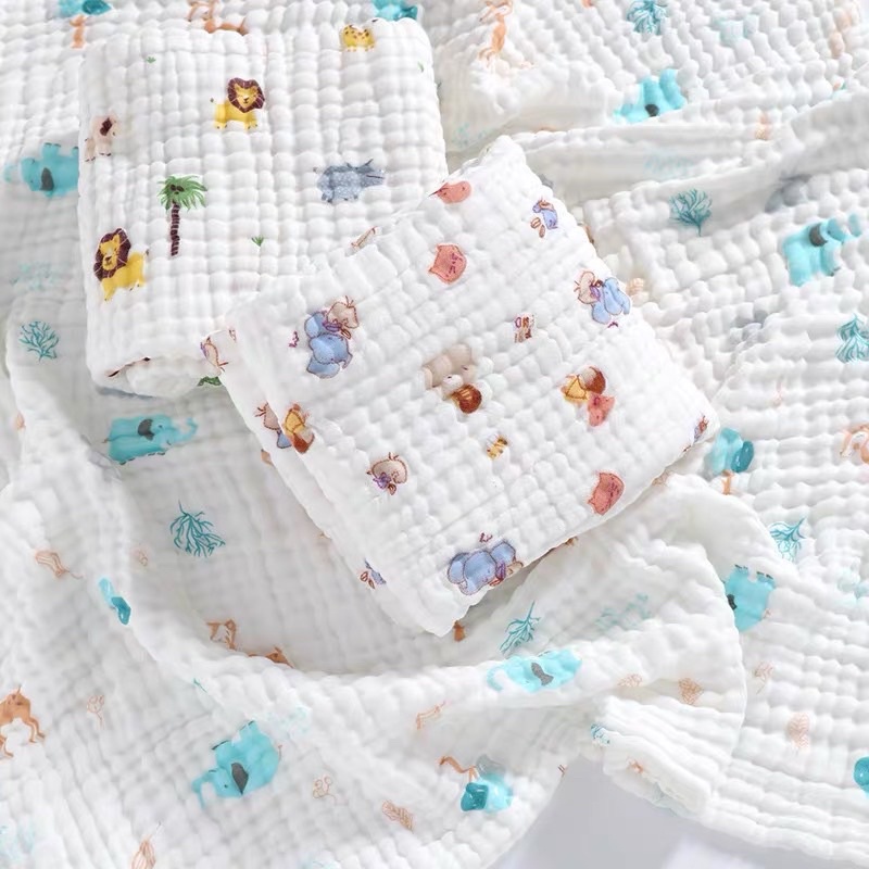 Khăn tắm xô nhăn 6 lớp cho bé dày dặn, thấm hút tốt - Hàng dày, đẹp