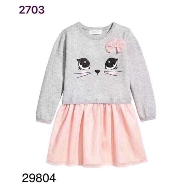 Váy len mỏng chân voan H&M bé gái