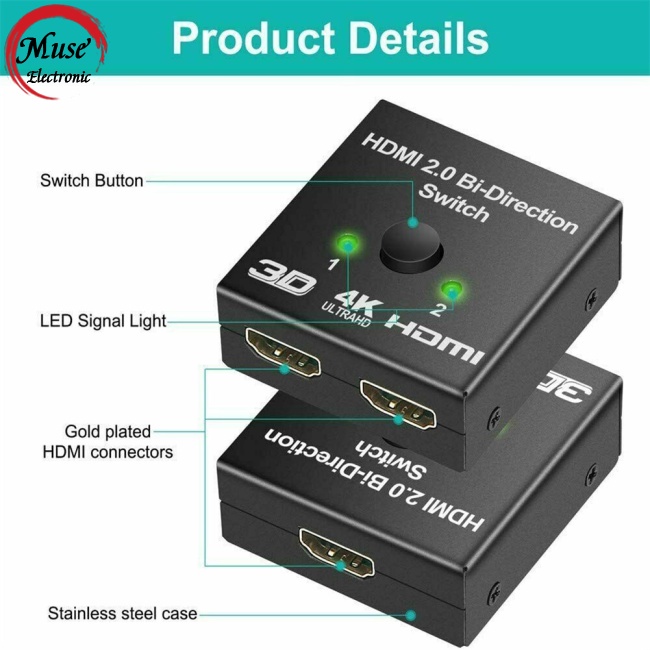 Bộ Chuyển Đổi Chia Cổng Hdmi-compatible 1 Trong 2 Ra 2 Trong 1 Hdtv Thông Minh