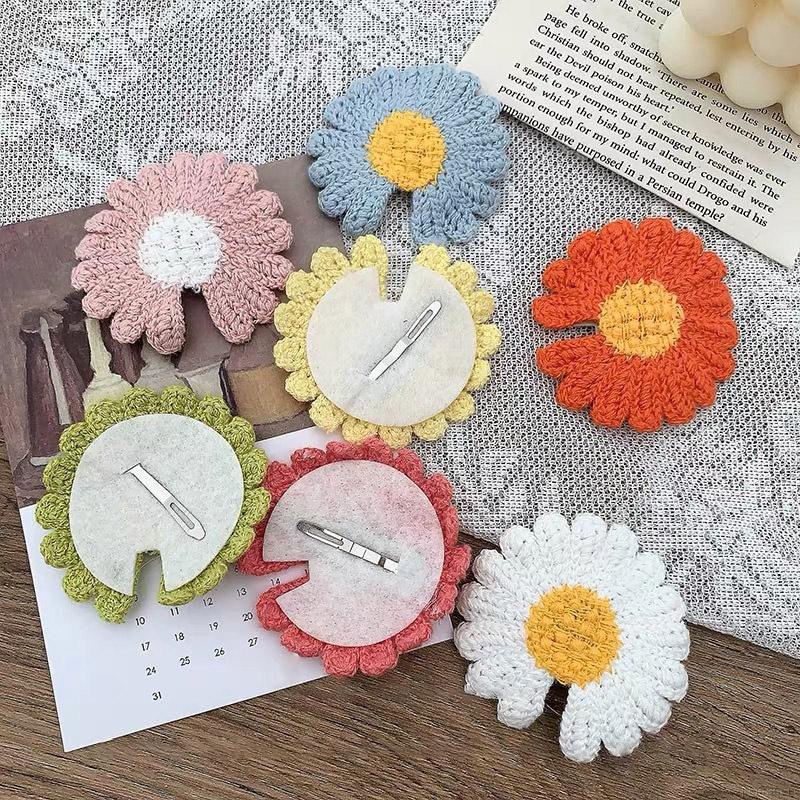 Kẹp Tóc Bb Đan Len Họa Tiết Hoa Cúc Dễ Thương Cho Bé Gái