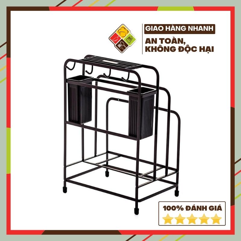 Giá để dao thớt 2 tầng inox BEHOMEMALL kệ nhà bếp phong cách hiện đại