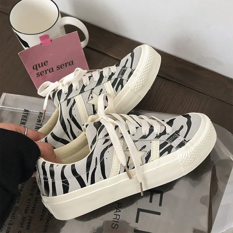 Giày Vải Canvas Đế Bằng Cột Dây In Hình Ngôi Sao Thời Trang Mùa Xuân Dành Cho Nữ | BigBuy360 - bigbuy360.vn