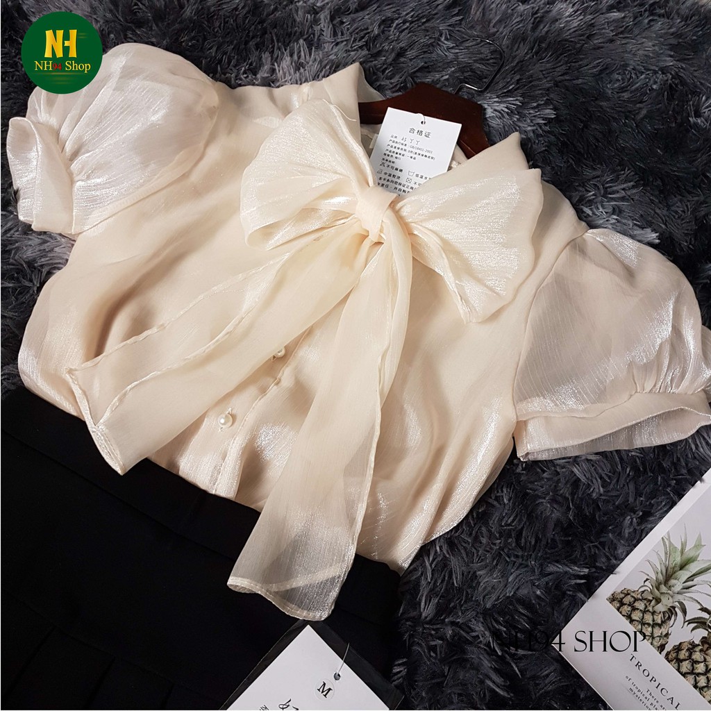 [Mã FAMAYWA giảm 10K đơn 50K] Áo sơ mi tơ óng thắt nơ sang chảnh dài tay/ ngắn tay | BigBuy360 - bigbuy360.vn