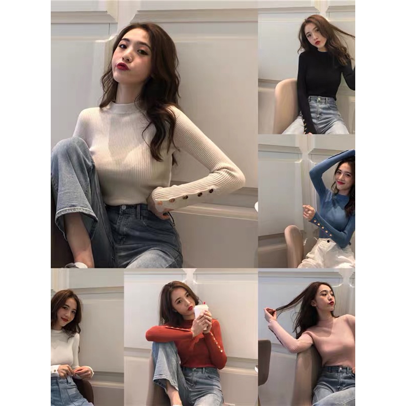 Áo Sweater cổ lọ dáng ôm thời trang mùa thu thanh lịch | BigBuy360 - bigbuy360.vn