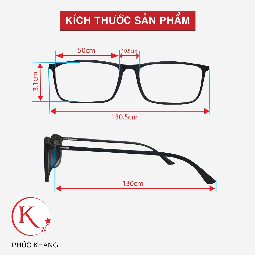 Gọng kính giả cận nam nữ mắt vuông không độ màu đen thời trang cá tính PK03 | BigBuy360 - bigbuy360.vn
