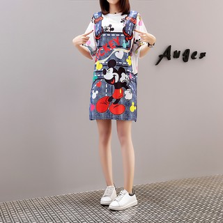 🌺Áo Thun Dài Trung Bình In Hình Hoạt Hình🌺Đầm Thun Tay Lửng Dáng Rộng In Họa Tiết Độc Đáo Phong Cách Thái Lan Thời Trang Xuân Hè 2019 Cho Nữ