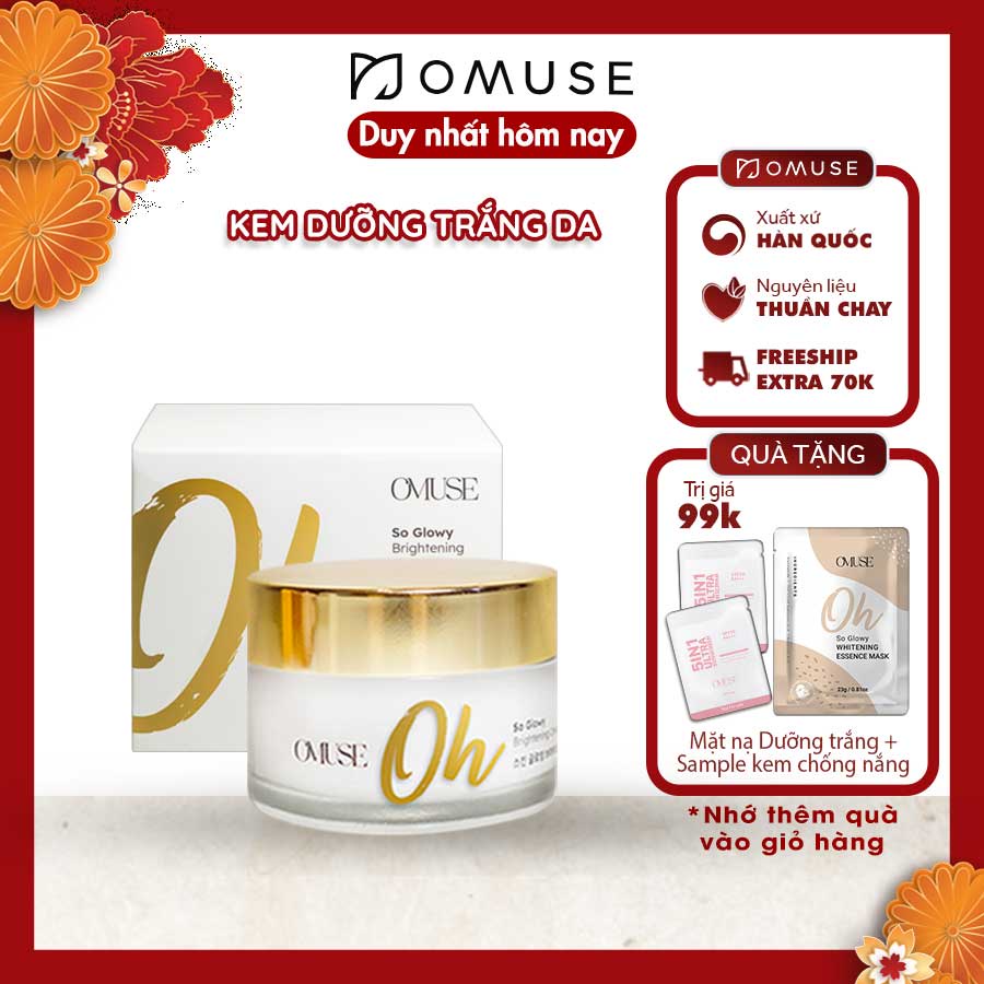 Kem dưỡng trắng, cấp ẩm và phục hồi da O’Muse Oh So Glowy Brightening Cream 50ml