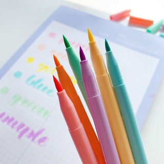 Hình ảnh thu nhỏ bút brush bộ 6 màu Winzige màu sắc ngọt ngào bút calligraphy brush giá rẻ bút lông màu bút nhiều màu soft brush sign pen-2