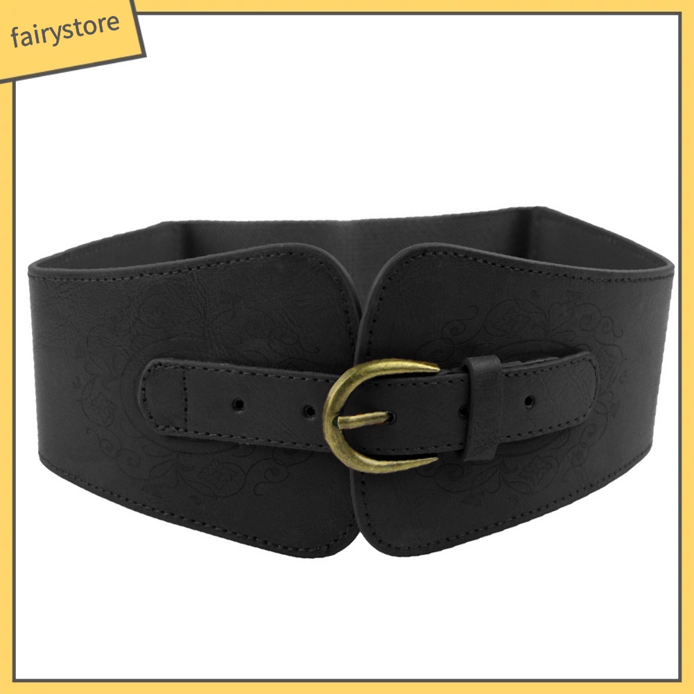 Thắt lưng giả da bản rộng màu trơn phong cách cổ điển cho nữ