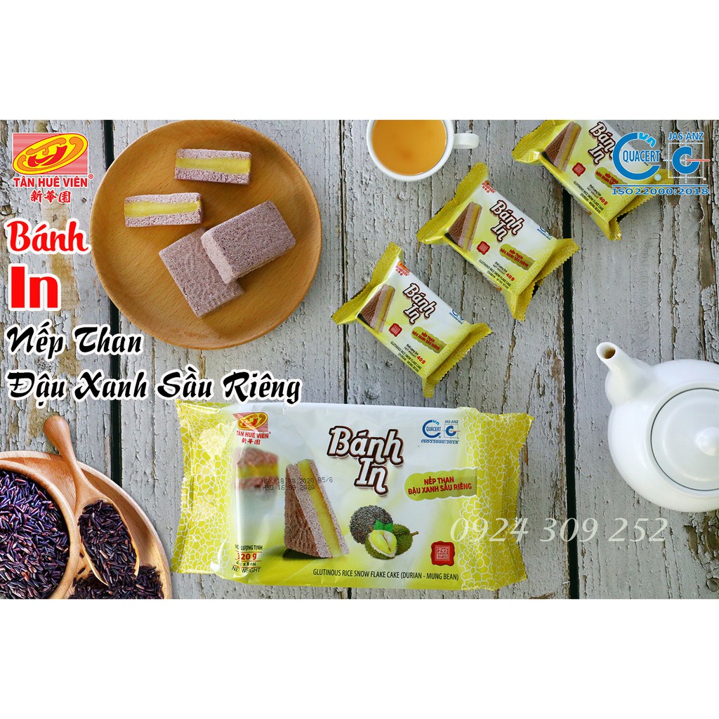 Bánh In Nếp than Đậu xanh Sầu riêng Tân Huê Viên (320g)