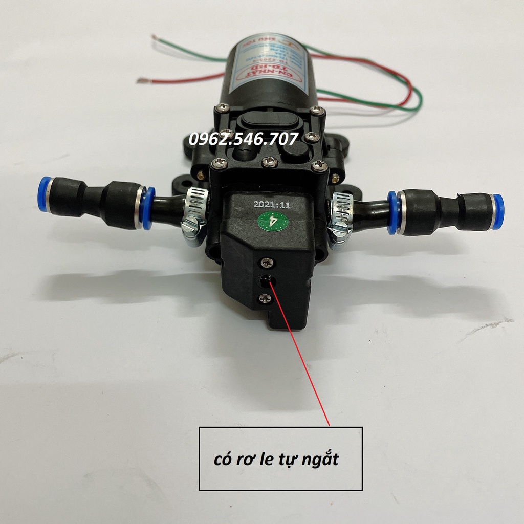 máy bơm nước mini 12v áp lực cao - (bơm tăng áp Việt nhật 12v + chuyển ống 8mm)