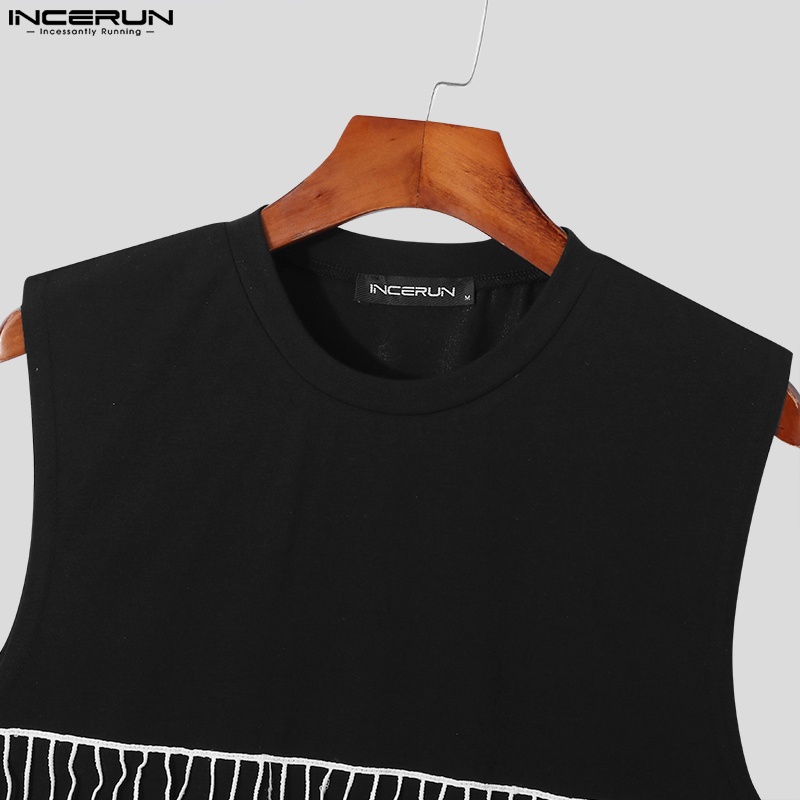 INCERUN Áo Tank Top Không Tay Màu Trơn Phối Tua Rua Thời Trang Dự Tiệc Cho Nam