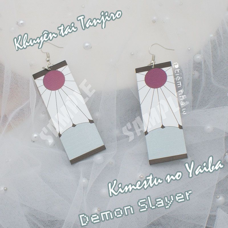 Khuyên tai cosplay Kamado Tanjirou trong Kimestu no Yaiba