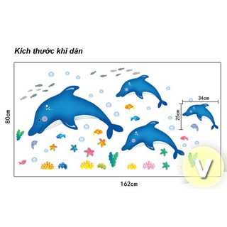 Decal dán tường Cá heo xanh