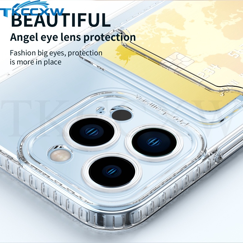 Ốp Điện Thoại TPU Mềm Trong Suốt Chống Sốc Có Ngăn Đựng Thẻ Cho iPhone 14 13 Pro Max 14 Plus