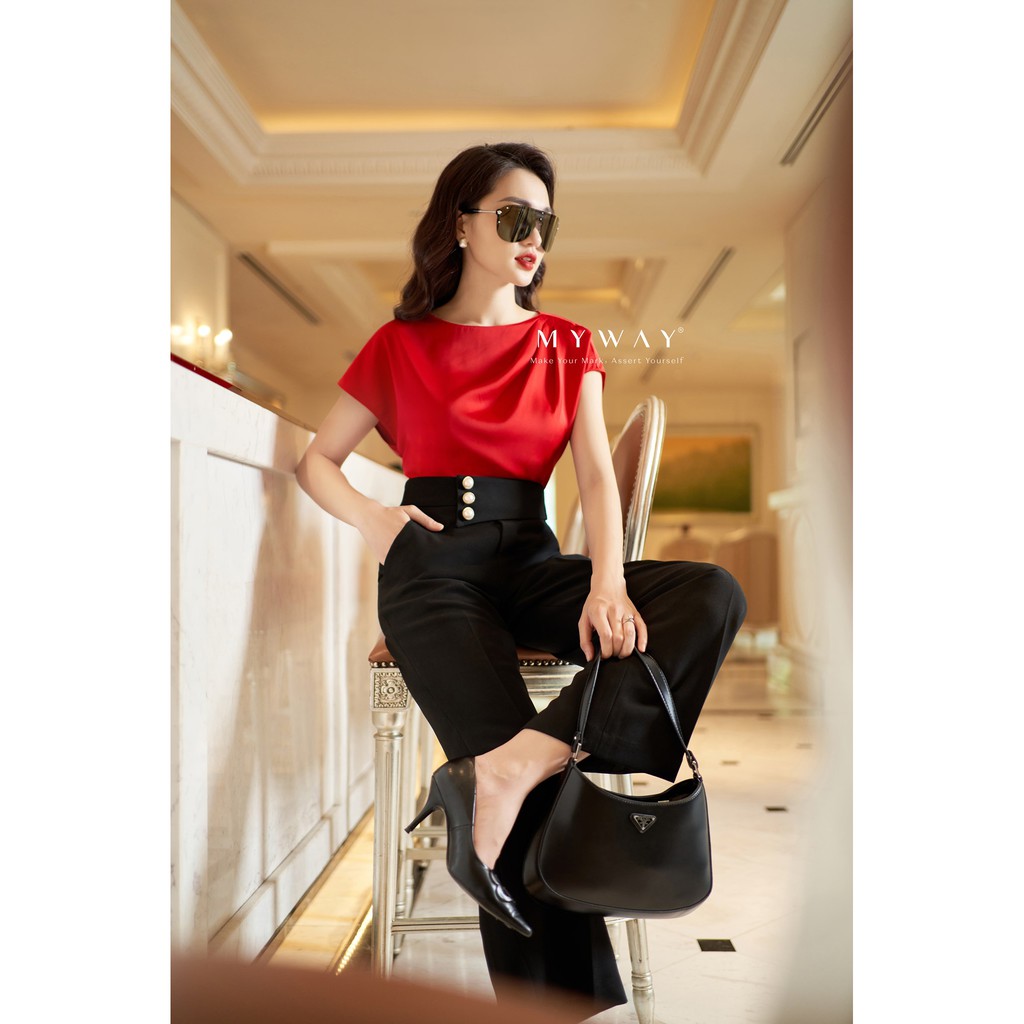 Áo Sơ Mi Nữ MY WAY Ngắn Tay Trơn Chất Lụa Cao Cấp 2MA0110