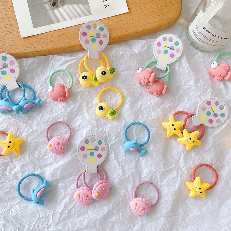 Dây buộc tóc cao su họa tiết hoạt hình phong cách Hàn Quốc cho bé