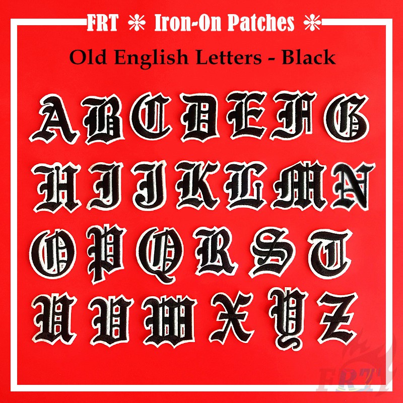 ☸ Old English Letters - Black Iron-on Patch ☸ 1Pc Diy Sew on Iron on Badges Patches