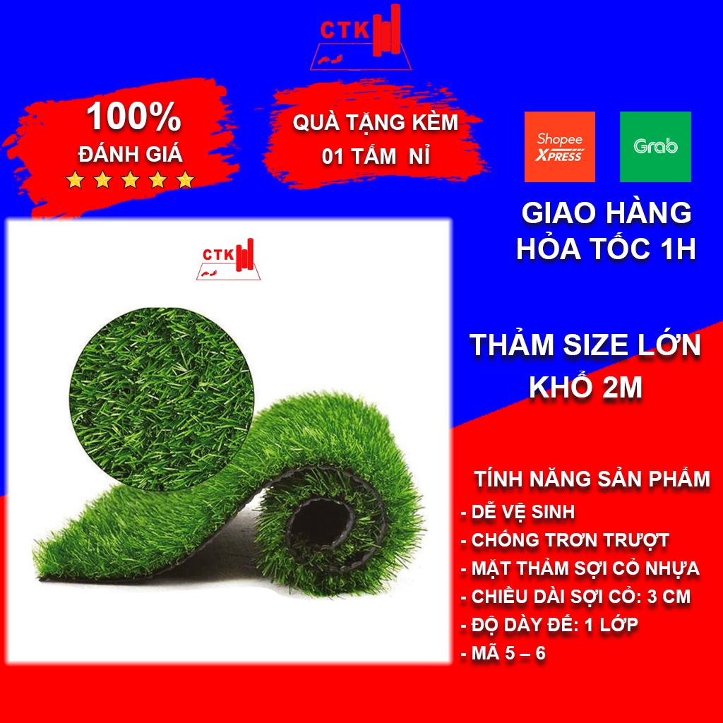 Thảm cỏ treo tường, cỏ nhựa nhân tạo trang trí, cỏ dày 3 cm mã 5 - 6 (ĐVT: met vuông)