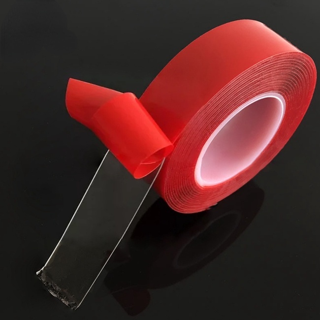 Cuộn Băng Keo Dán Hai Mặt Bằng Silicon Trong Suốt Màu Đỏ 1Cm*3M Không Để Lại Dấu Vết