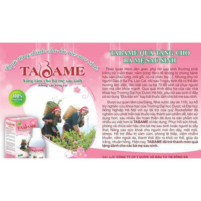 COMBO 6 CHAI NƯỚC XÔNG TẮM THẢO DƯỢC CHO MẸ 250ML TABAME