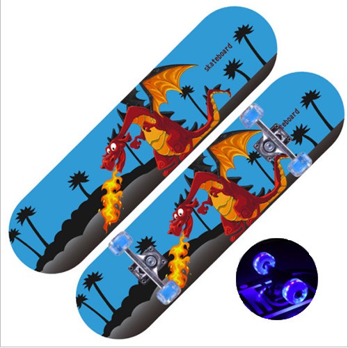 Ván Trượt, Skateboard Cho Bé Từ 4 Tuổi Có Đèn Bánh Xe Gỗ 9 Lớp Chịu Lực 120kg