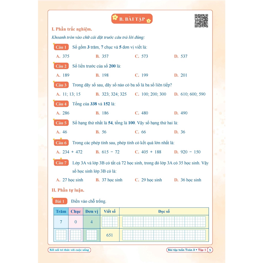 Sách - Combo Bài Tập Tuần và Đề Kiểm Tra Toán Lớp 3 - Học Kì 1 - Kết Nối Tri Thức Với Cuộc Sống (2 cuốn)