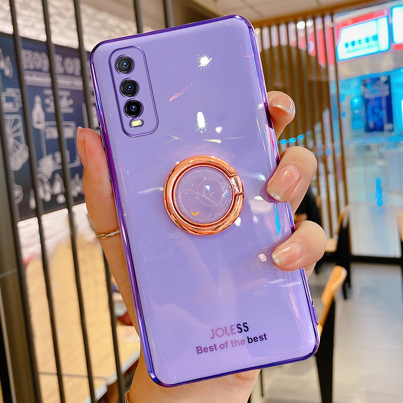 Ốp lưng VIVO Y12S Y12A Y20 Y20i Y20S Y11S case Ốp Điện Thoại Silicon Mềm Mạ Điện Có Vòng Đỡ Cho