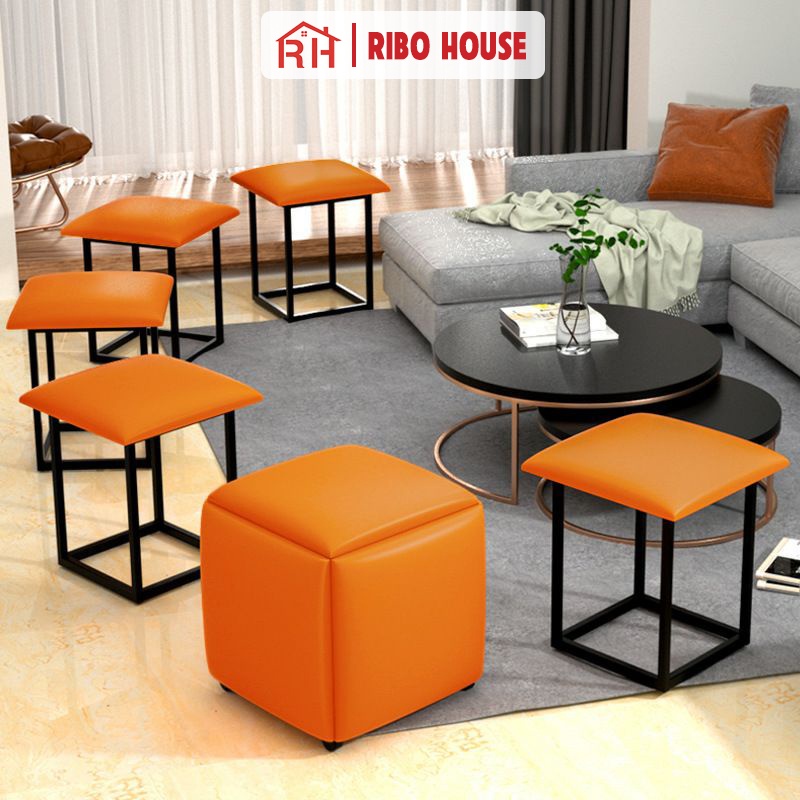 Ghế sofa đơn RIBO HOUSE đệm vải da, 5 ghế rubik đơn trang trí phòng khách decor quán cà phê dã ngoại RIBO172